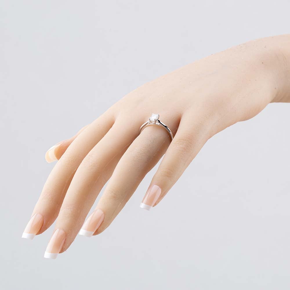 1888 Collection 9ct White Gold 0.50ct Emerald Cut Diamond Solitaire Ring EPP01-9W-0.50-H-SI2