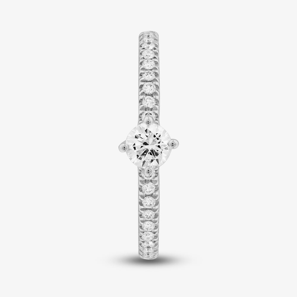 1888 Collection 9ct White Gold 0.40ct Brilliant Cut Diamond Twist Solitaire Shoulder Set Ring RSP01-9W-0.25-H-SI2