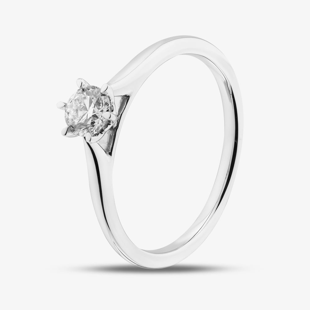 Product photograph of 1888 Collection 9ct White Gold 0 33ct Brilliant Cut Diamond Solitaire Ring Rpp11-9w-0 33-h-si2 from The Jewel Hut