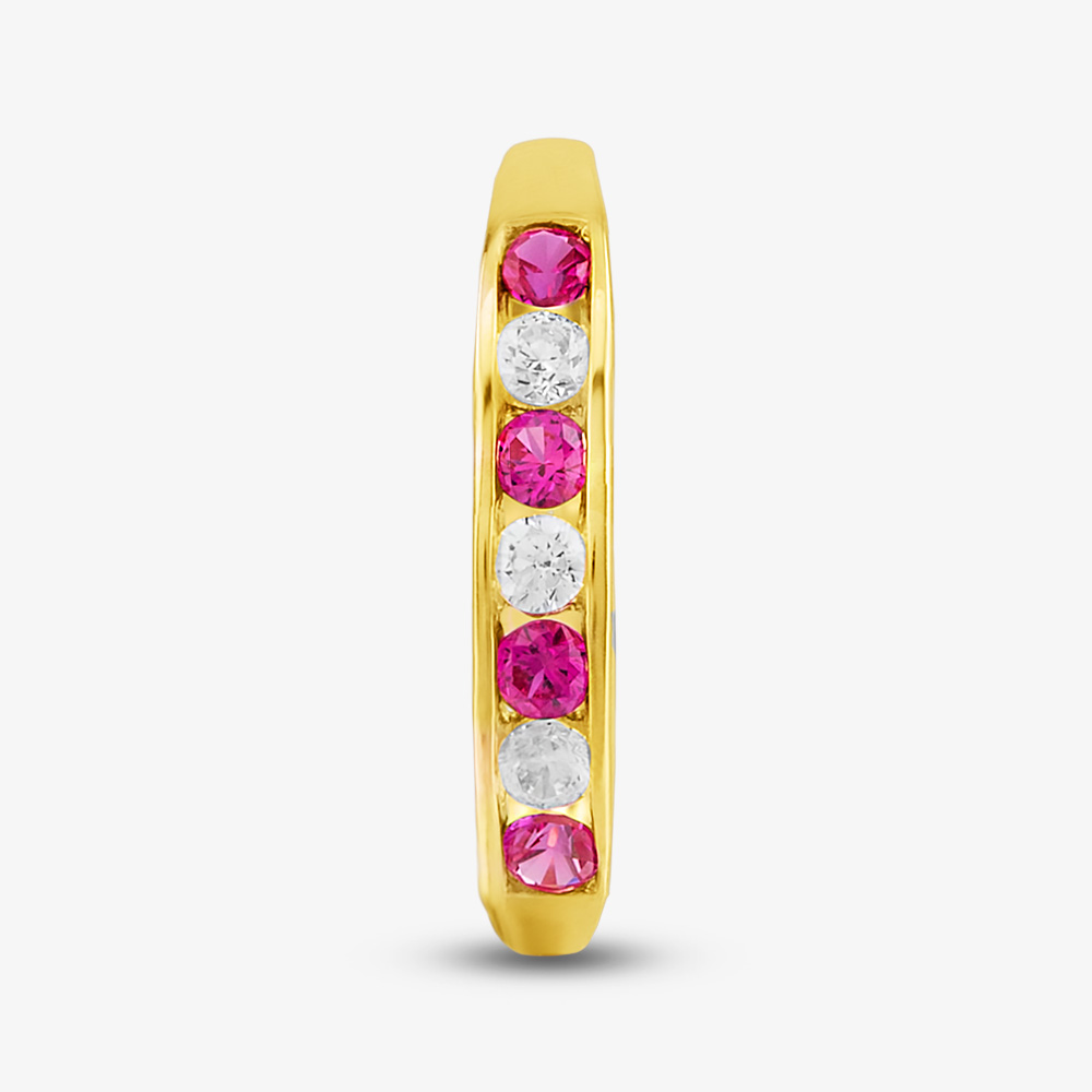 9ct Yellow Gold Red & Clear Cubic Zirconia Half Eternity Ring PR02470RU