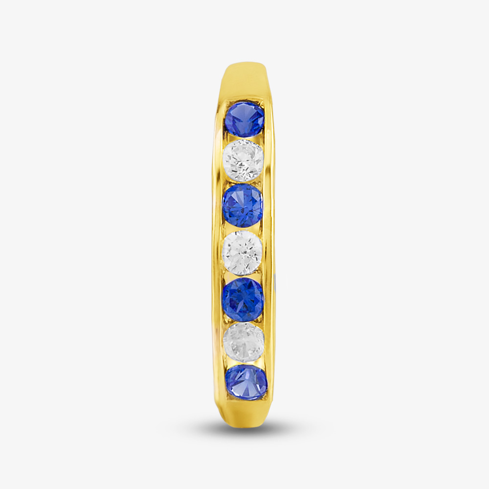 9ct Yellow Gold Blue & Clear Cubic Zirconia Half Eternity Ring PR02470SA