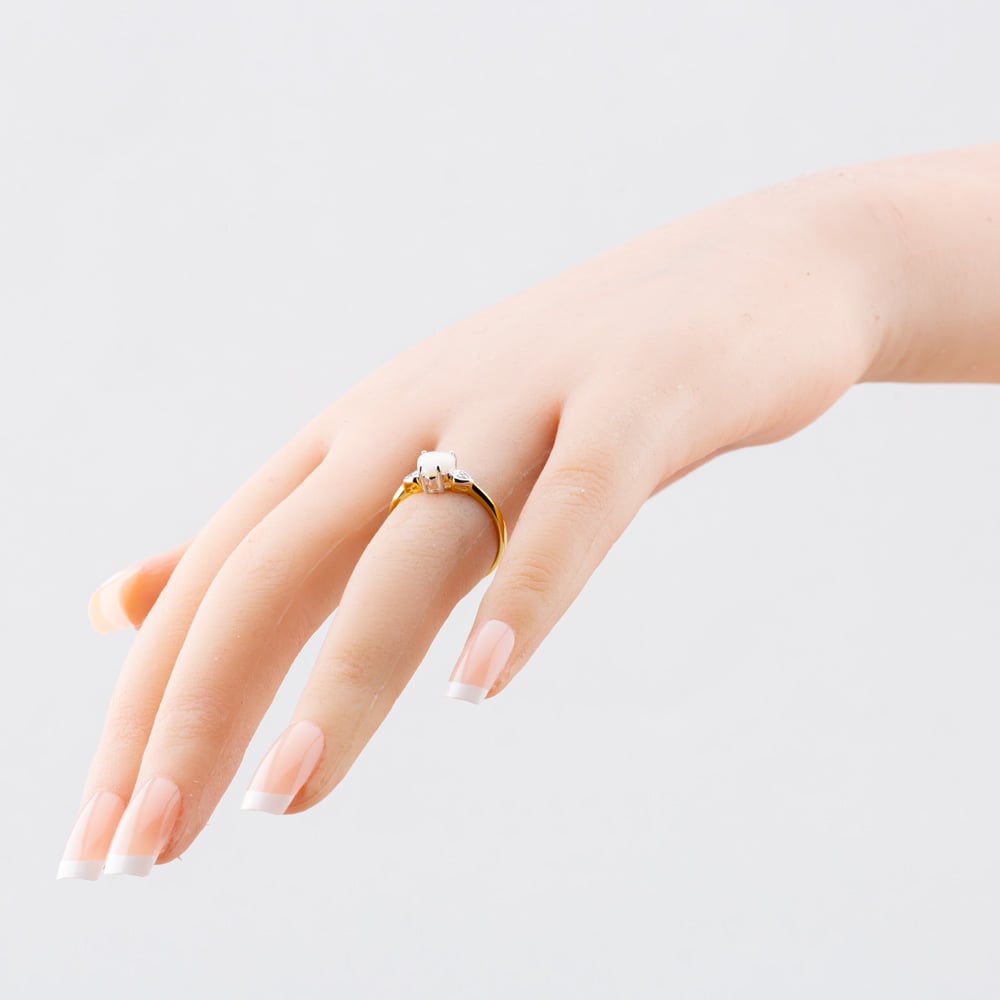 Silver Gold Plated White Opal Diamond Heart Ring S2277Y
