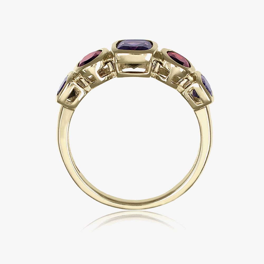 9ct Yellow Gold 1.10ct Amethyst & 0.84ct Garnet Dress Ring DOM337