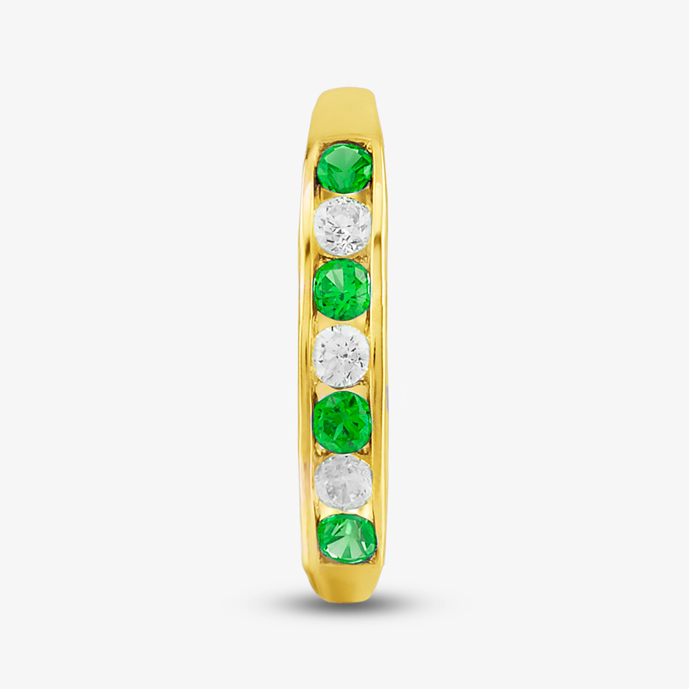9ct Yellow Gold Green & Clear Cubic Zirconia Half Eternity Ring PR02470EM