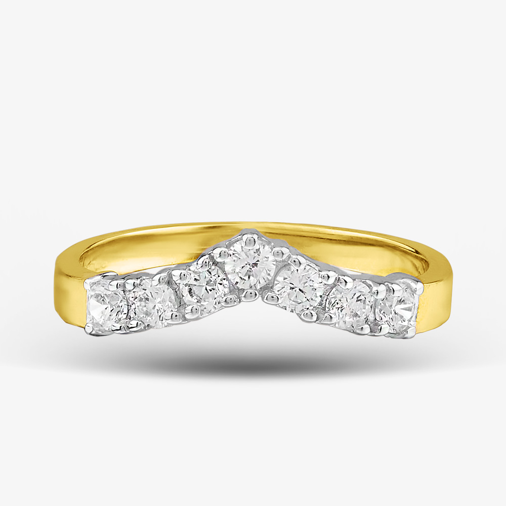 9ct Yellow Gold Clear Crystal Wishbone Ring DIV003C