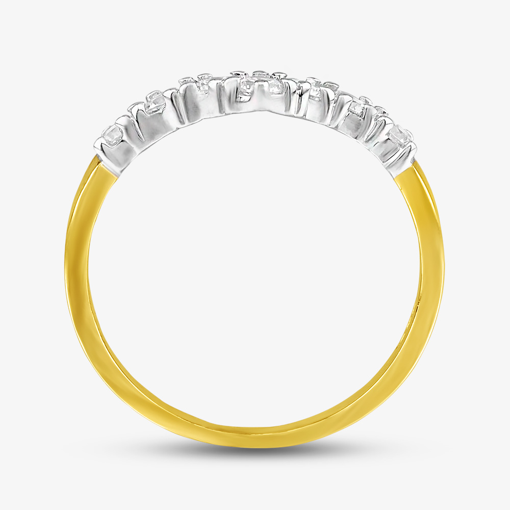 9ct Yellow Gold Clear Crystal Wishbone Ring DIV003C