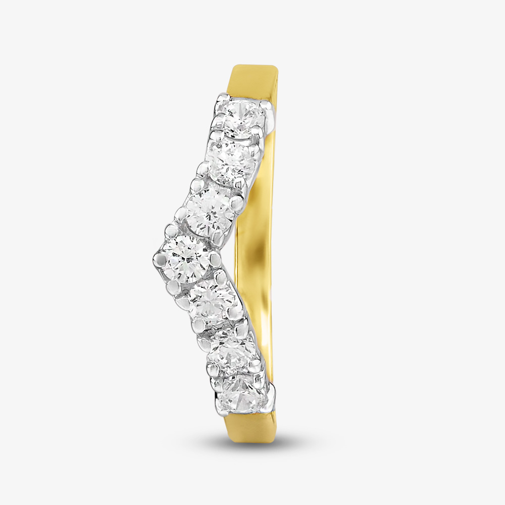 9ct Yellow Gold Clear Crystal Wishbone Ring DIV003C