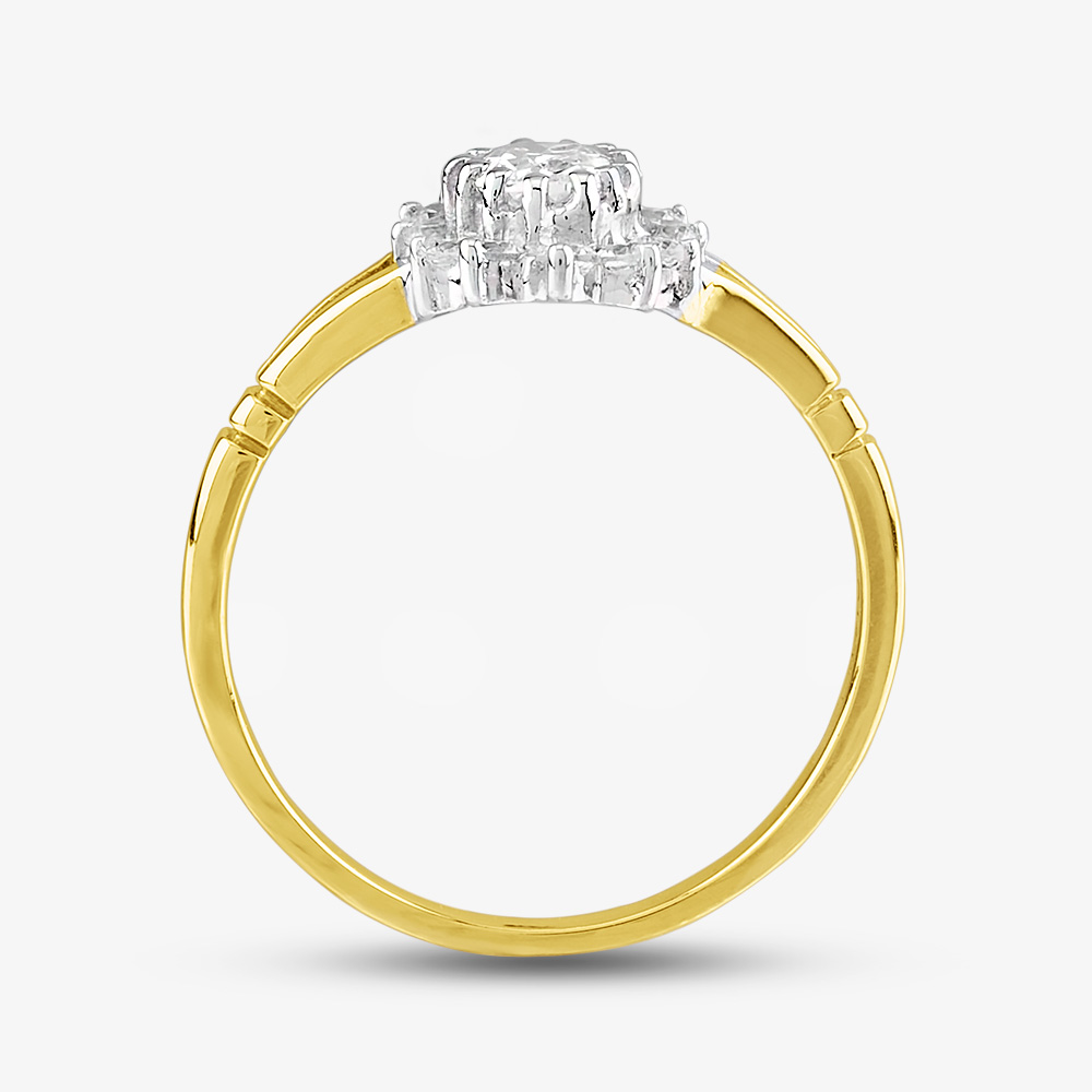 9ct Yellow Gold Clear Crystal Cluster Ring DIV006C