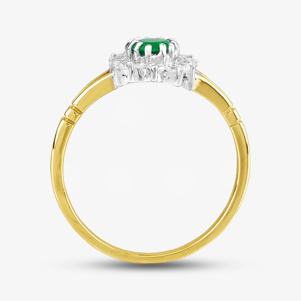 9ct Yellow Gold Green & Clear Crystal Cluster Ring DIV006G