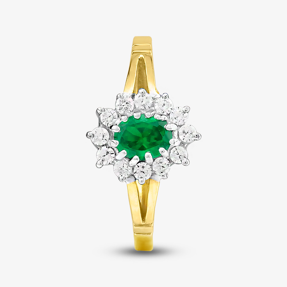 9ct Yellow Gold Green & Clear Crystal Cluster Ring DIV006G