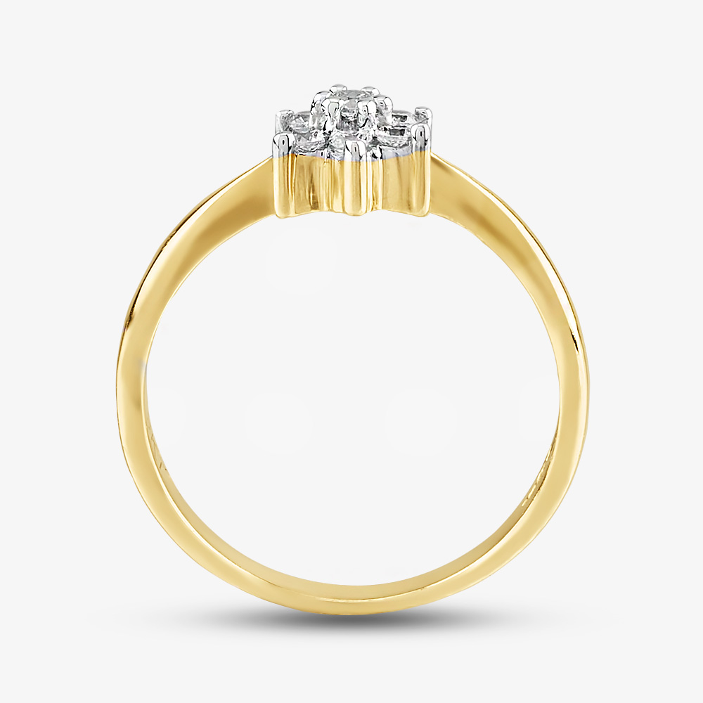 9ct Yellow Gold Clear Crystal Flower Cluster Ring DIV057