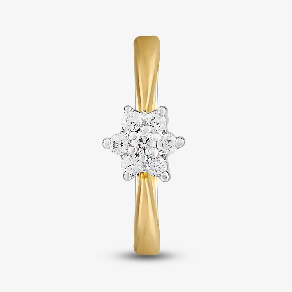 9ct Yellow Gold Clear Crystal Flower Cluster Ring DIV057