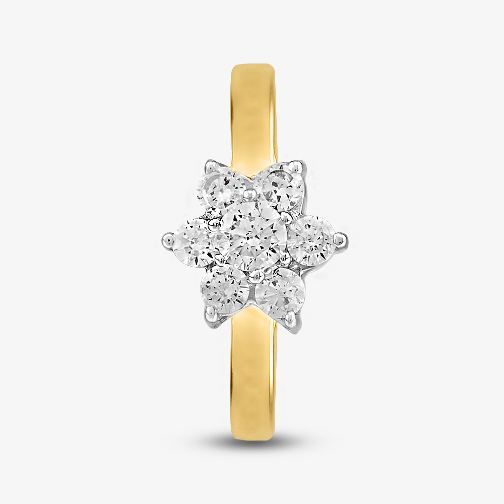 9ct Yellow Gold Clear Crystal Flower Cluster Ring DIV081