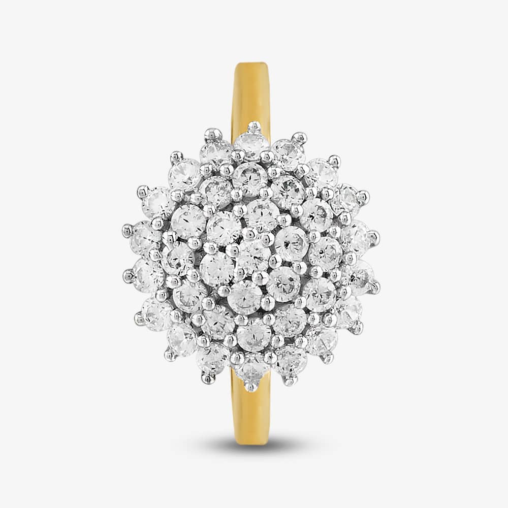 9ct Yellow Gold Clear Crystal Cluster Ring DIV107Y