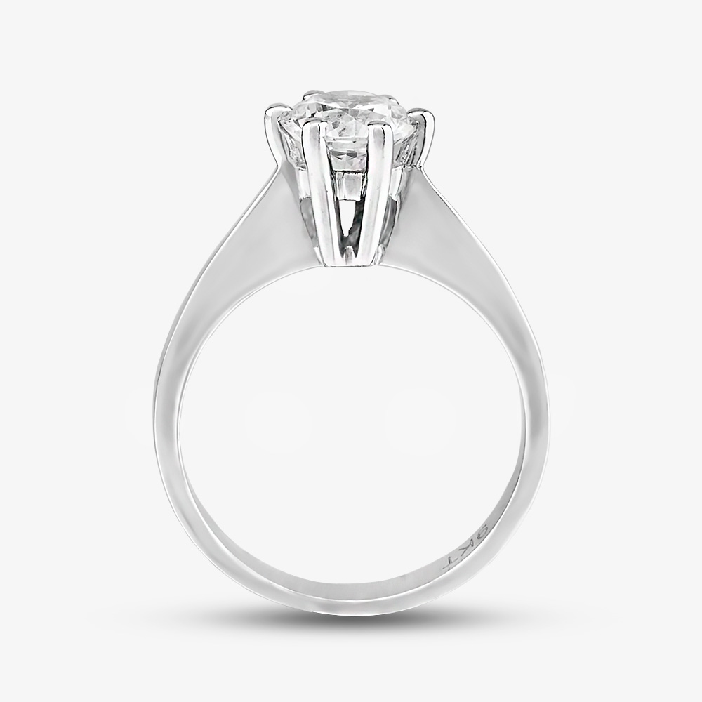 9ct White Gold Clear Crystal Six Claw Solitaire Ring MR4130W