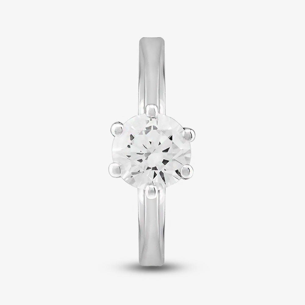 9ct White Gold Clear Crystal Six Claw Solitaire Ring MR4130W