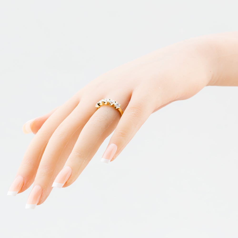 9ct Yellow Gold Cubic Zirconia Five Stone Half Eternity Ring 1.84.8319