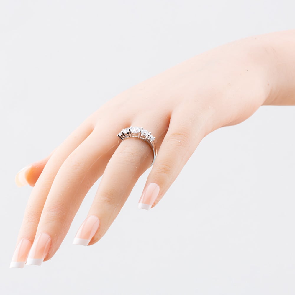 Sterling Silver Brilliant Cut Cubic Zirconia Half Eternity Ring S2074