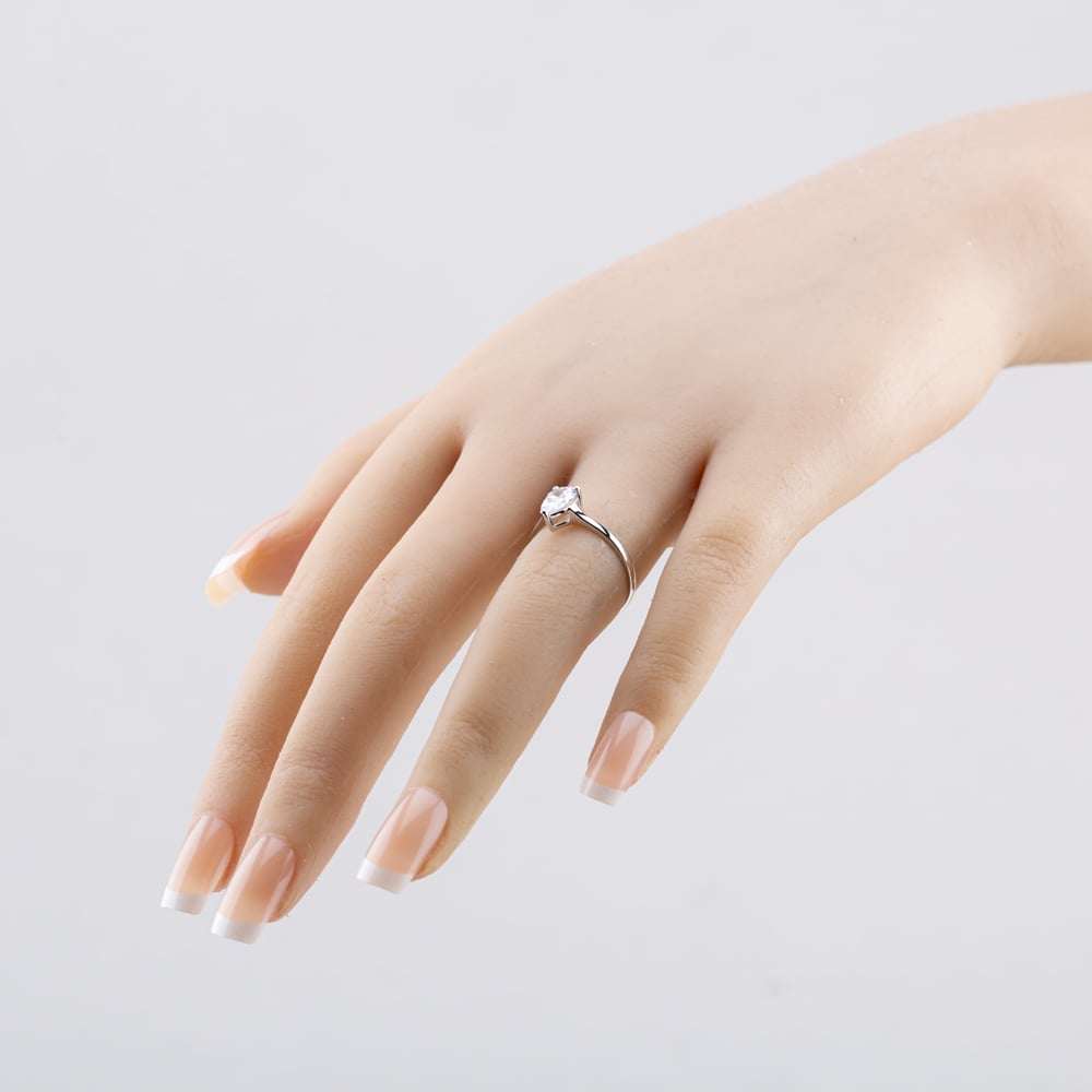 Gold Impression 9ct White Gold Pear Cut White Cubic Zirconia Solitaire Ring 5.84.1549
