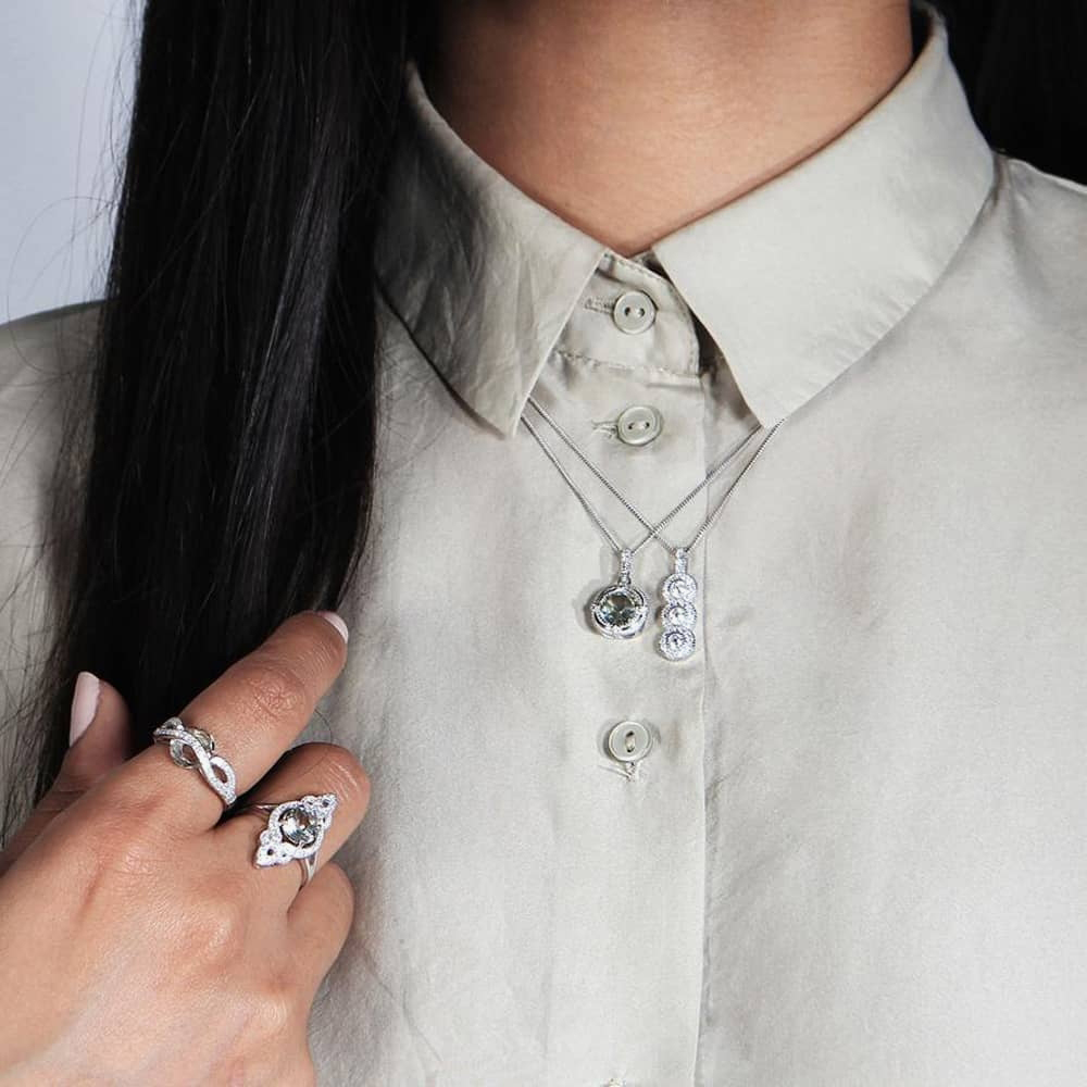 V Jewellery Entwine Green Amethyst Ring 3090