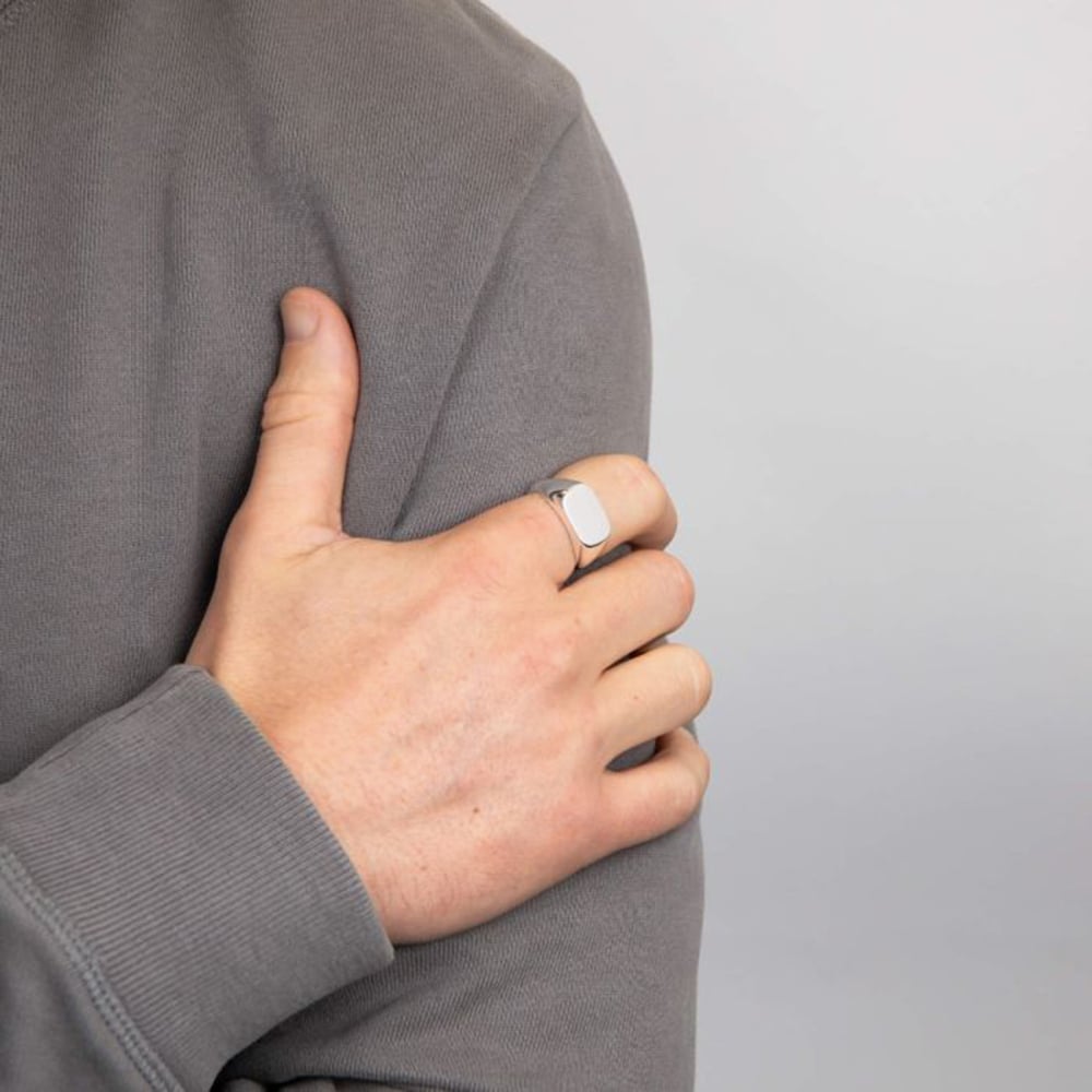 Sterling Silver Mens Plain Signet Ring R3367