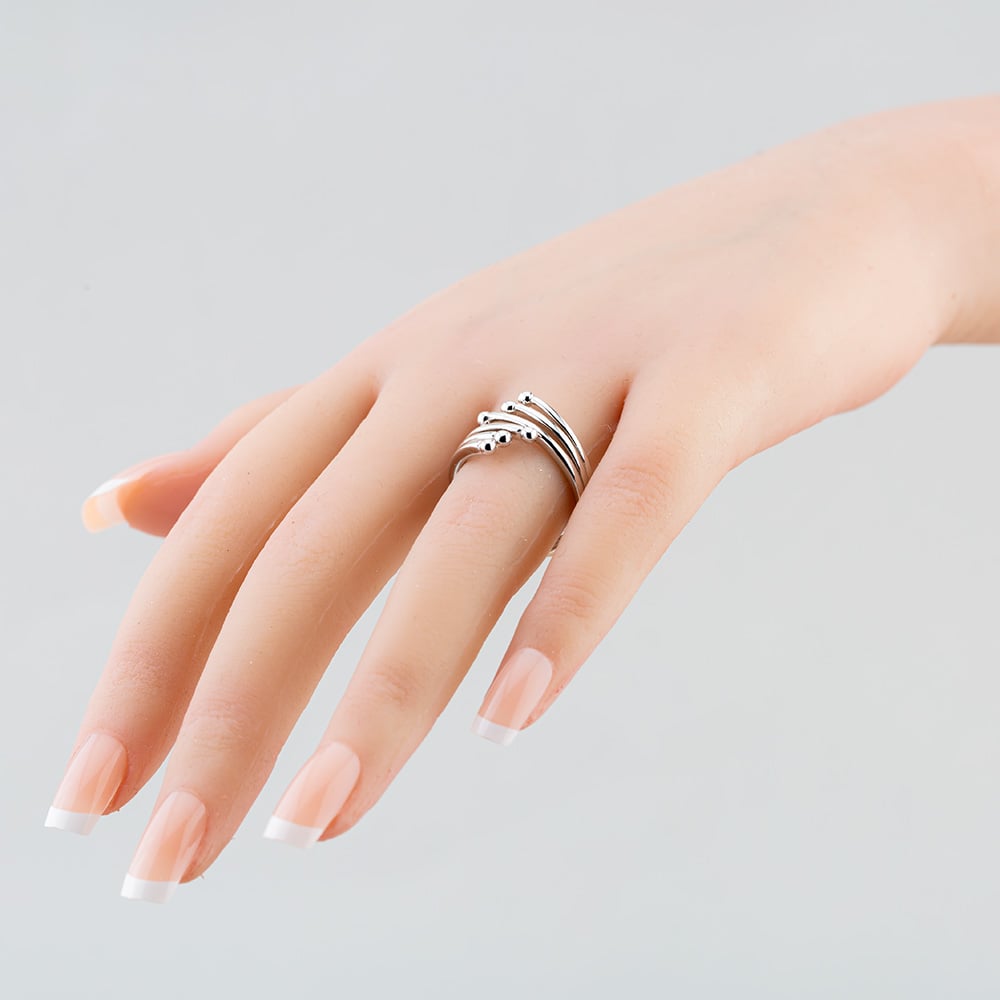 Sterling Silver Six Row Bead Edge Ring SR07052A
