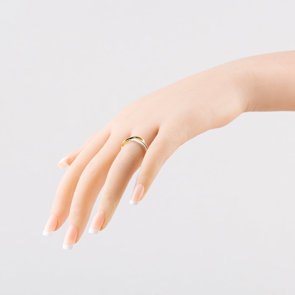 Fashionista Gold Yellow Gold Plated Sterling Silver Double Band Wave Ring 012-27511