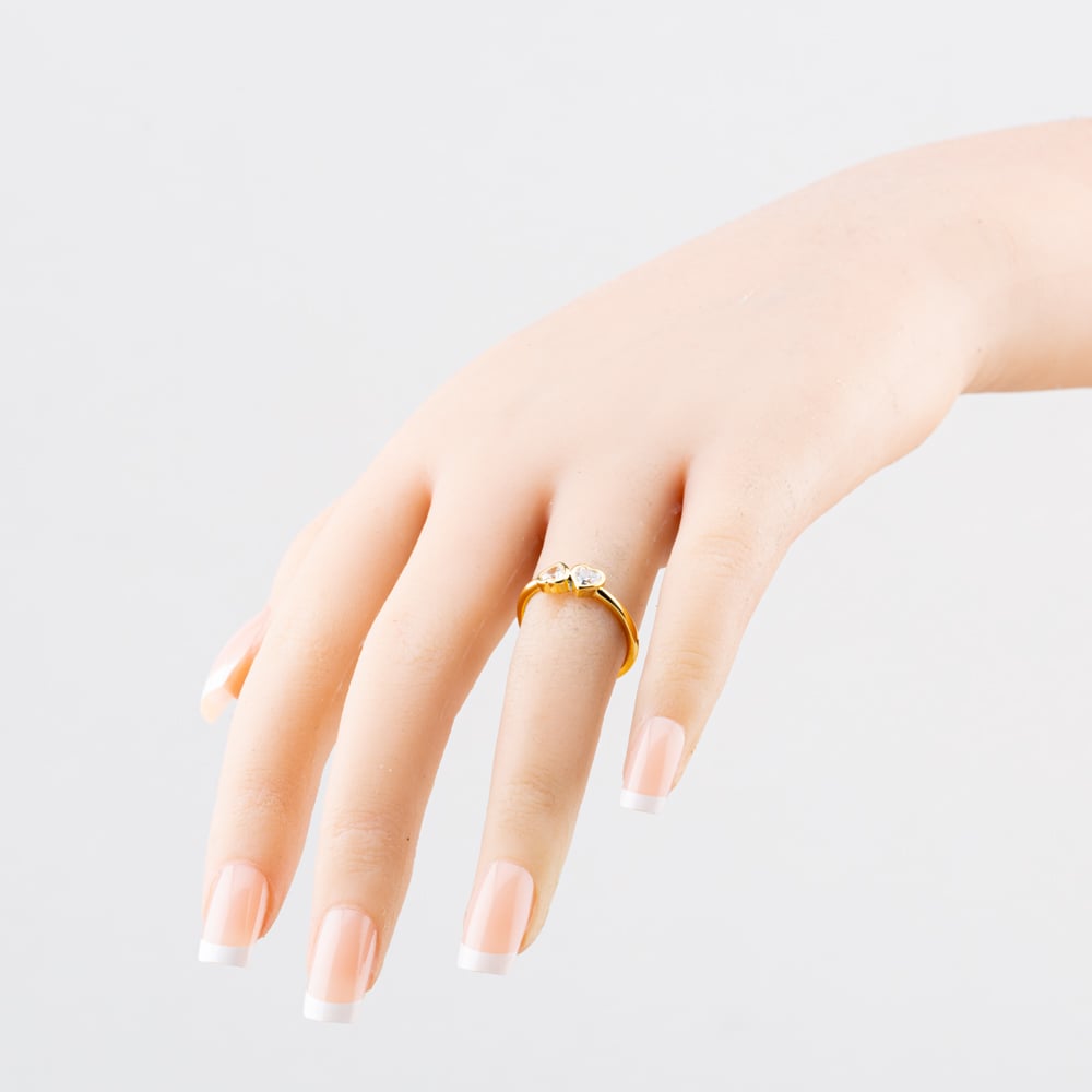 Yellow Gold Plated Sterling Silver Double Heart Ring AR9461Z/G