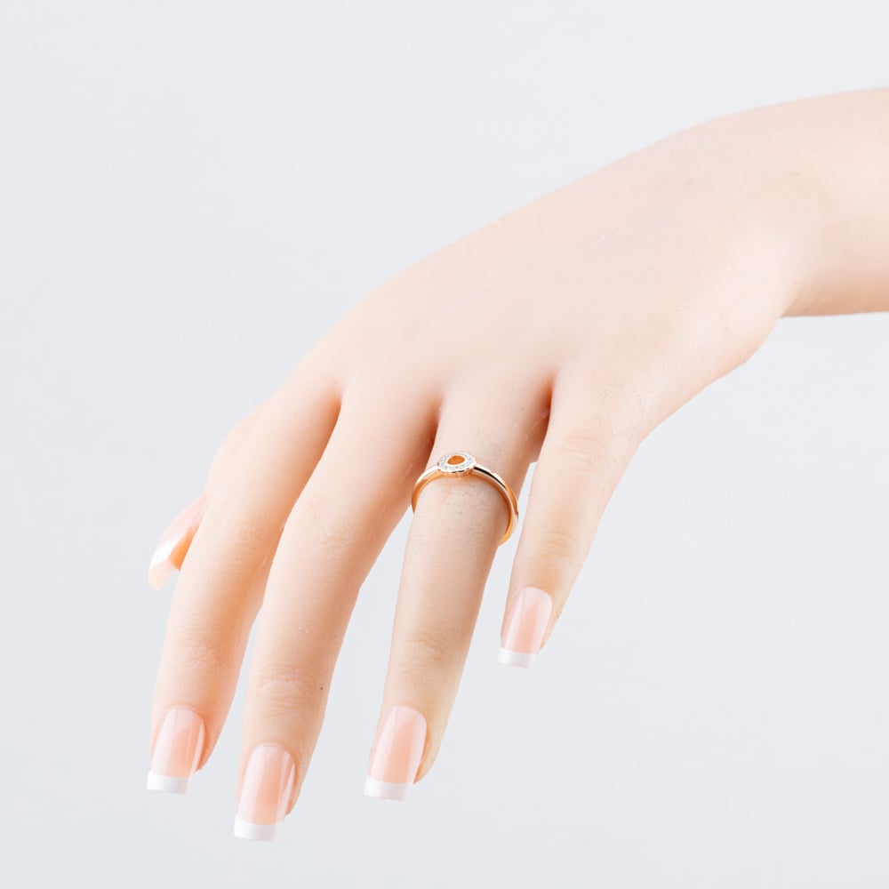 Fashionista Gold Rose Gold Tone Plated Sterling Silver Cubic Zirconia Open Circle Ring 05S2AZR649307