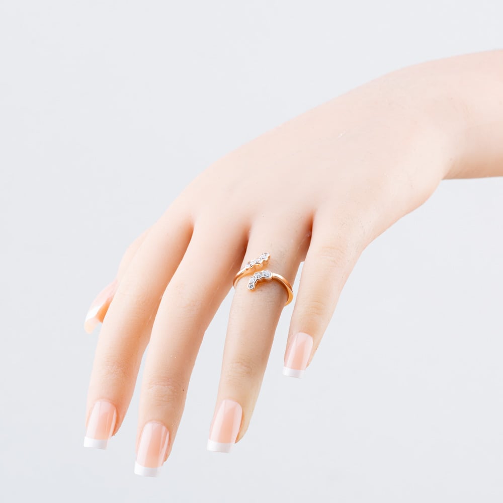 Fashionista Gold Rose Gold Tone Plated Sterling Silver Cubic Zirconia Open Wrap Ring 05S2AZR655707