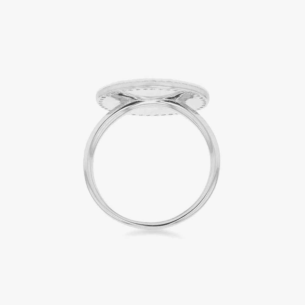 Silver Rhodium Plated Cubic Zirconia Round Signet Ring 8.82.0100