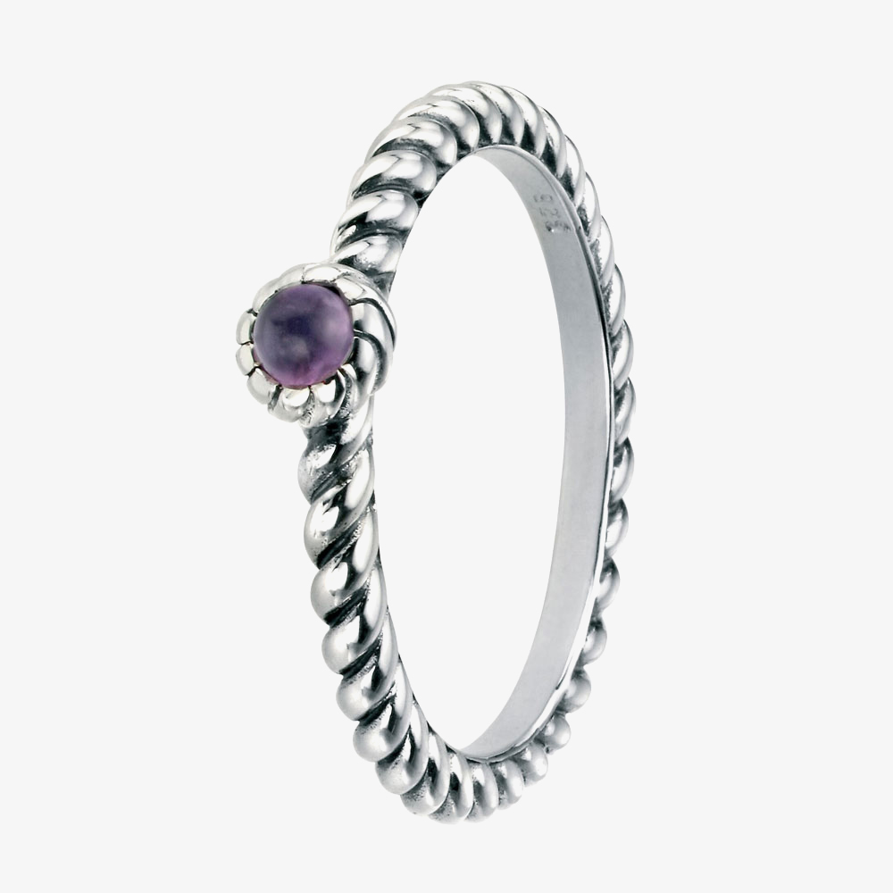 Product photograph of Silver And Cubic Zirconia Oxidised Purple Twist Ring R3443m-56 O 1 2 from The Jewel Hut