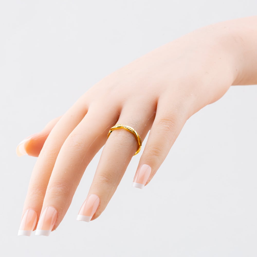 Silver Gold Plated Cubic Zirconia Twist Ring S2068Y