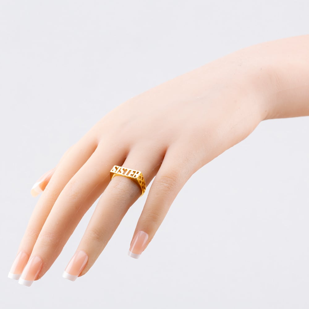 Sterling Silver Gold Tone Sister Signet Ring S2002Y