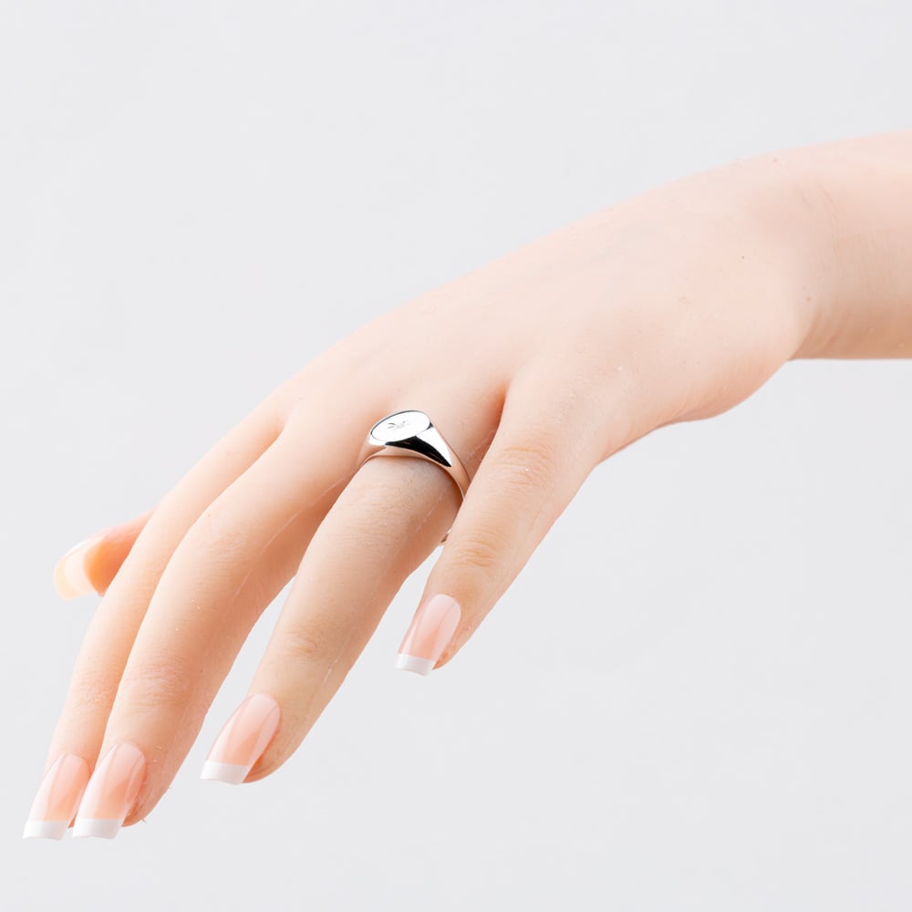 Sterling Silver Cubic Zirconia Oval Signet Ring S2050