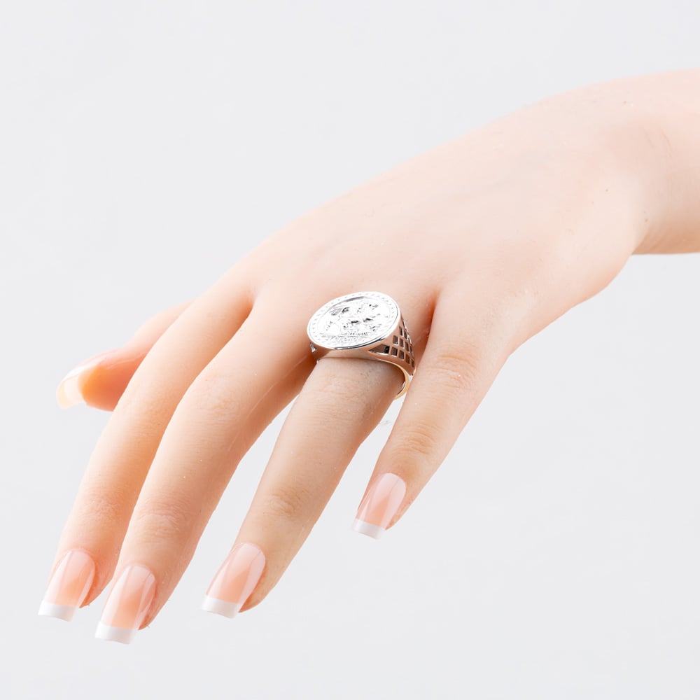 Sterling Silver St George Coin Ring S2007