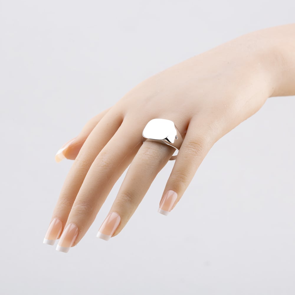 Silver Sparkle Rhodium Plated Sterling Silver Cubic Zirconia Square Signet Ring 8.81.0100
