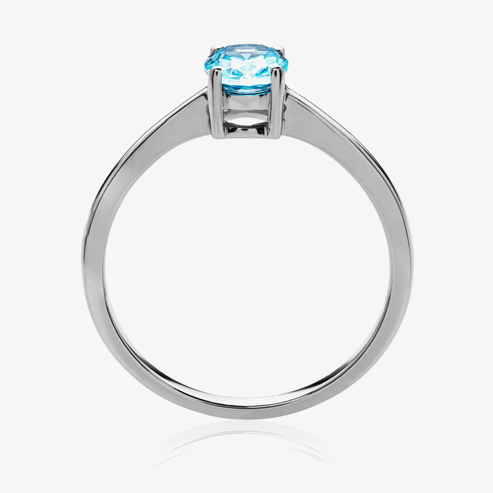 Silver March Oval 'Aquamarine Blue' Cubic Zirconia Ring OJS0018R-CZ-AQ