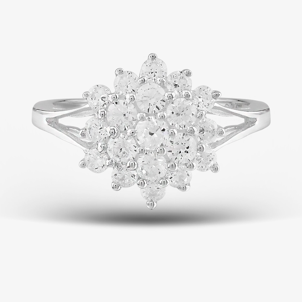 Sterling Silver & Cubic Zirconia Flower Cluster Ring DPR3598SIL