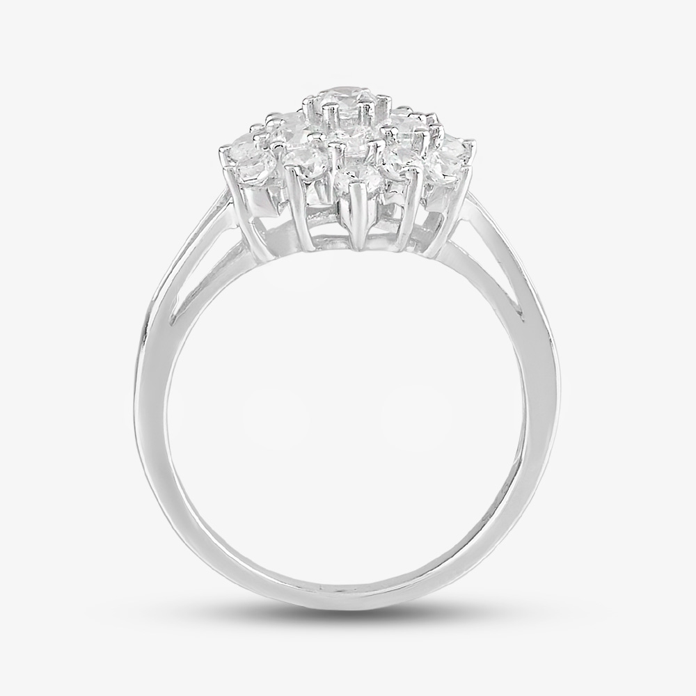 Sterling Silver & Cubic Zirconia Flower Cluster Ring DPR3598SIL
