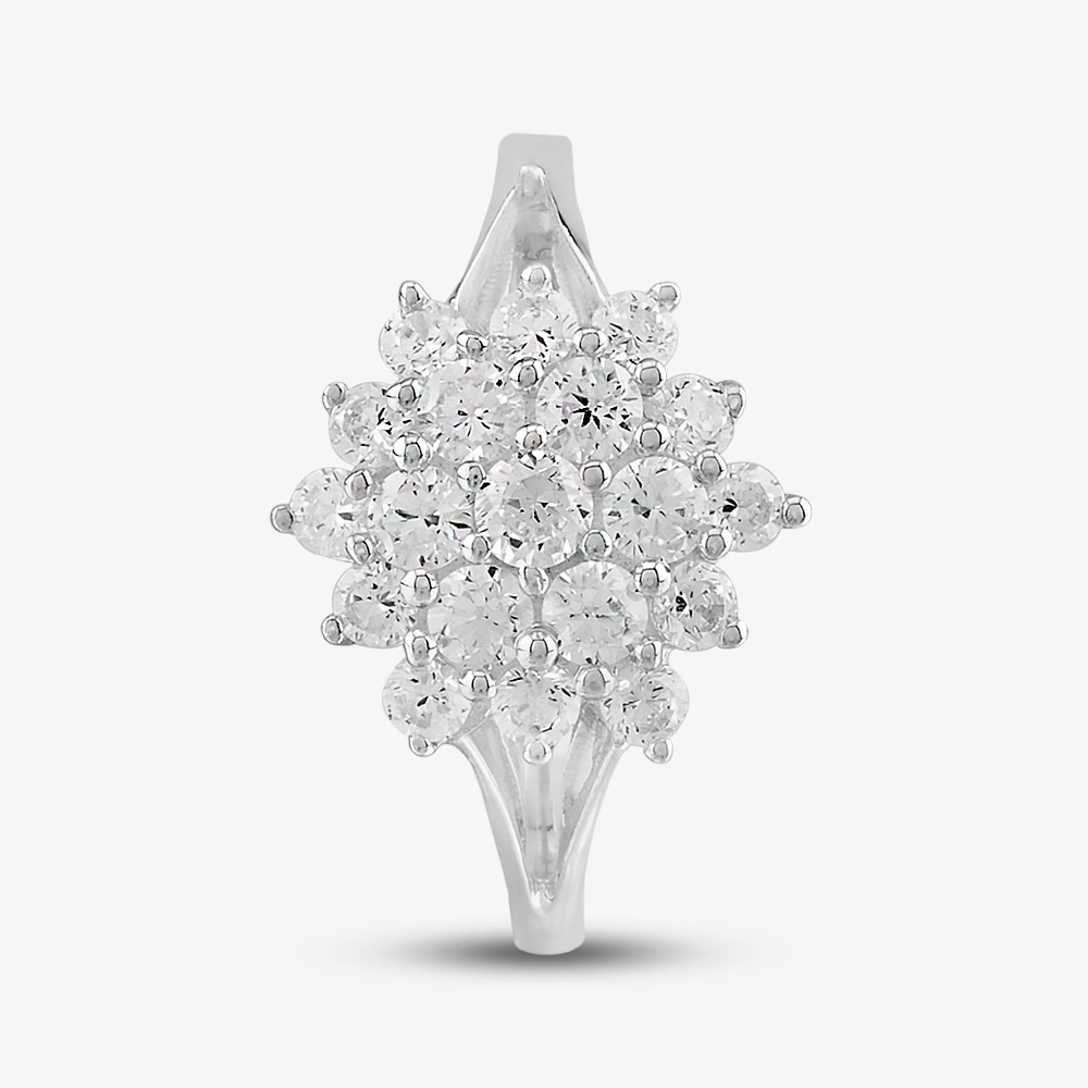 Sterling Silver & Cubic Zirconia Flower Cluster Ring DPR3598SIL