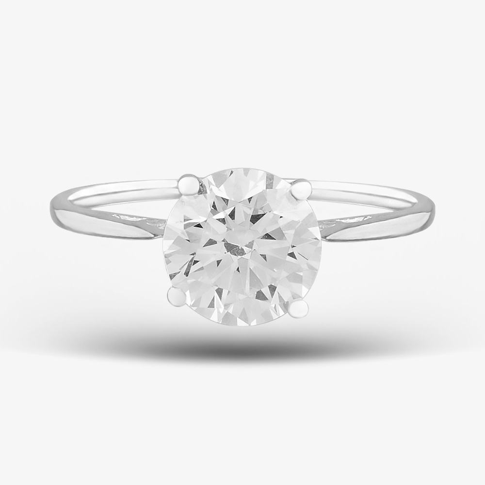 Sterling Silver & Clear Crystal Four Claw Solitaire Ring DPR5106SIL