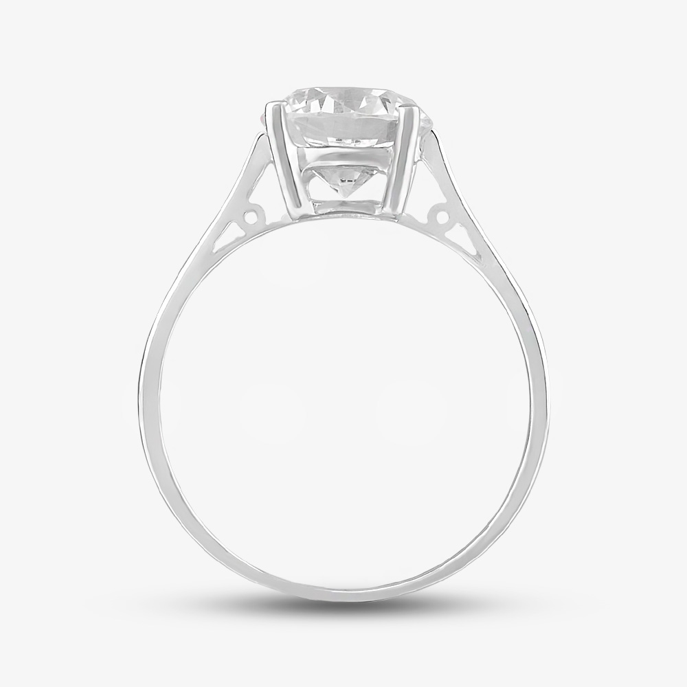 Sterling Silver & Clear Crystal Four Claw Solitaire Ring DPR5106SIL