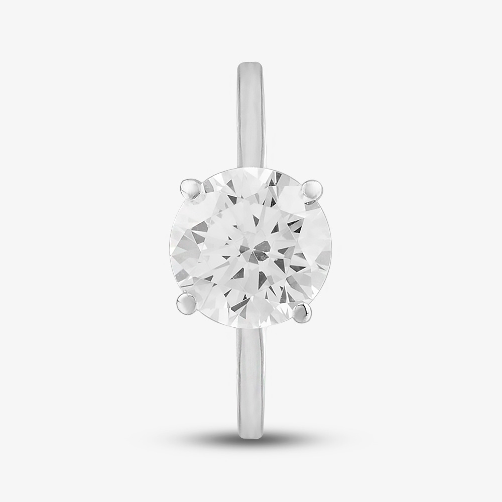 Sterling Silver & Clear Crystal Four Claw Solitaire Ring DPR5106SIL