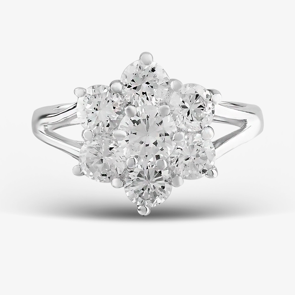Sterling Silver & Cubic Zirconia Flower Cluster Ring DPR7084SIL