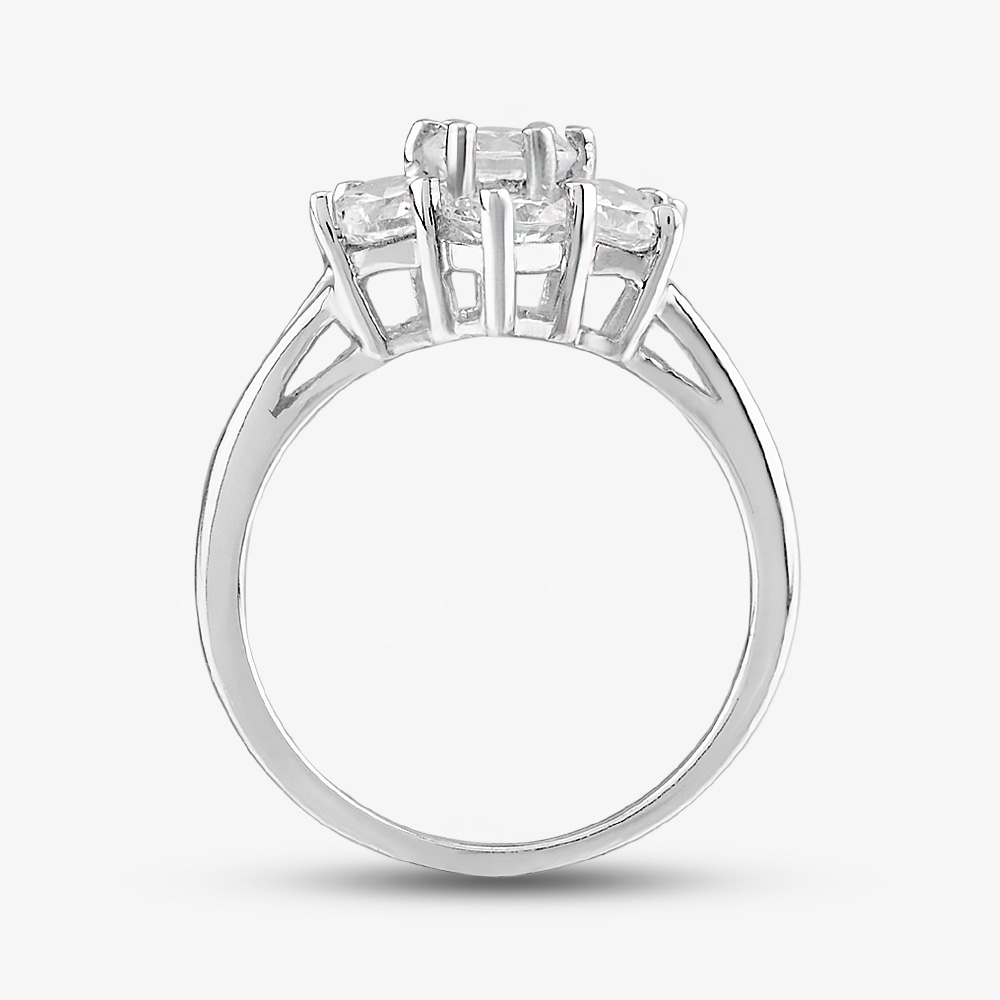Sterling Silver & Cubic Zirconia Flower Cluster Ring DPR7084SIL