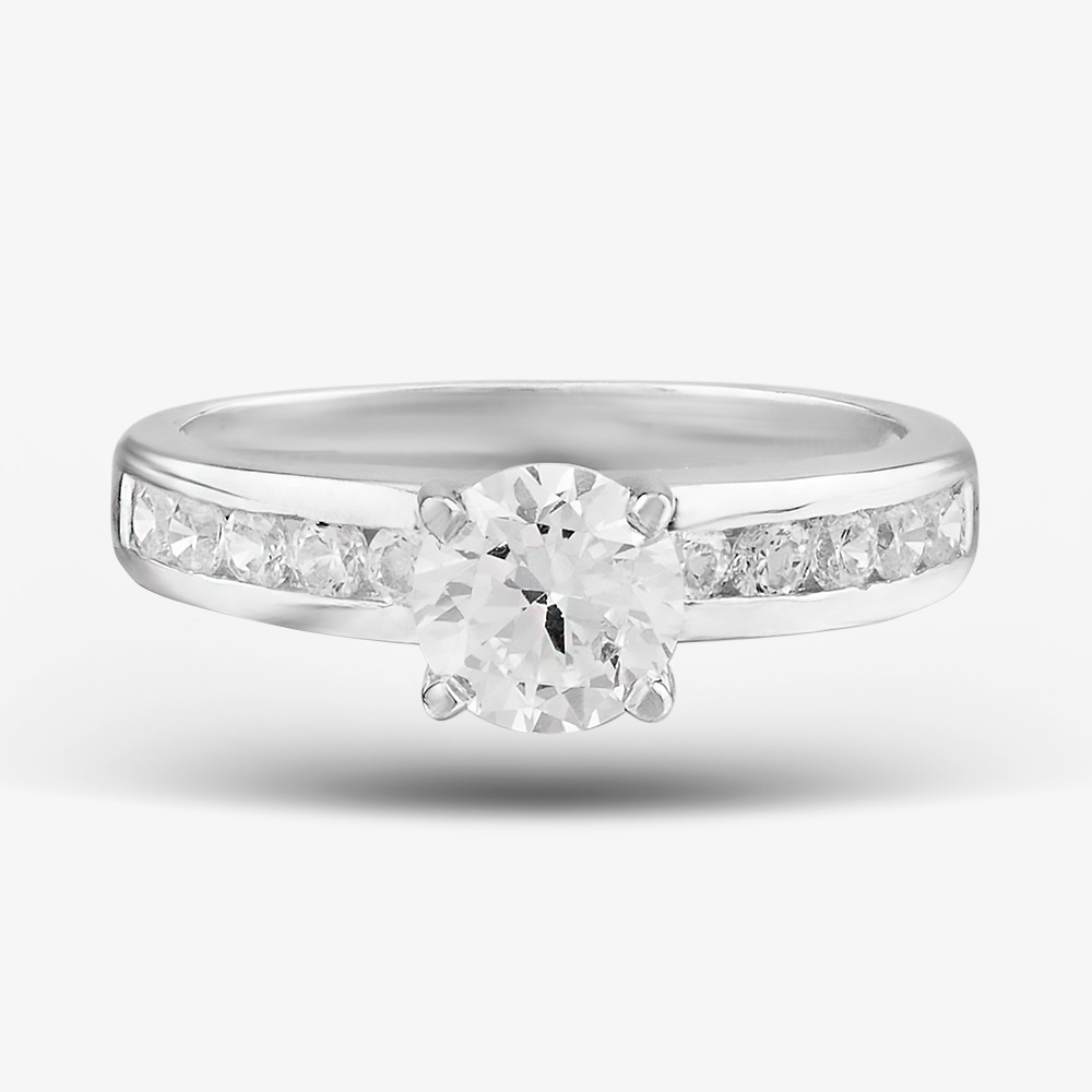 Sterling Silver & Clear Crystal Four Claw Solitaire Ring DPR8208SIL