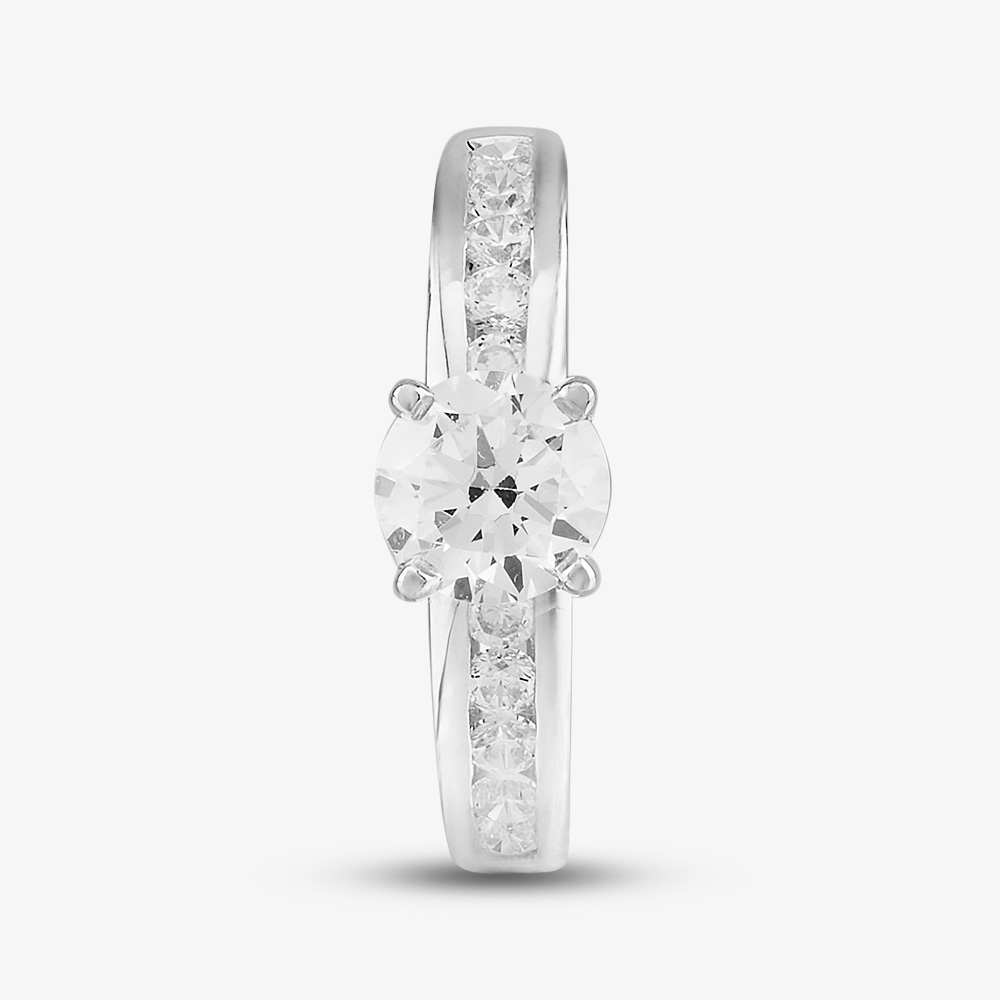 Sterling Silver & Clear Crystal Four Claw Solitaire Ring DPR8208SIL