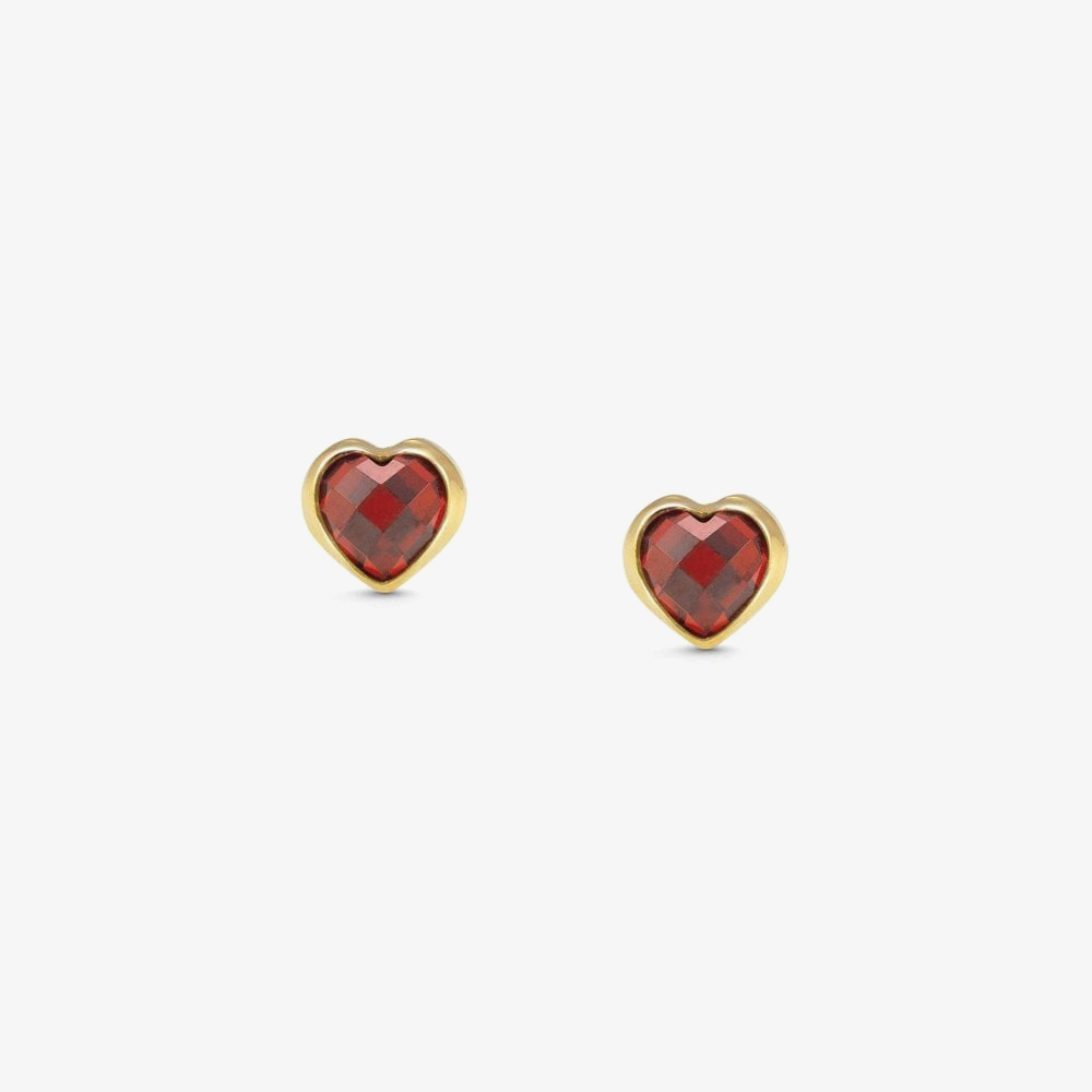 Product photograph of Nomination Gold Plated Red Cubic Zirconia Heart Shaped Stud Earrings 027843 005 from The Jewel Hut