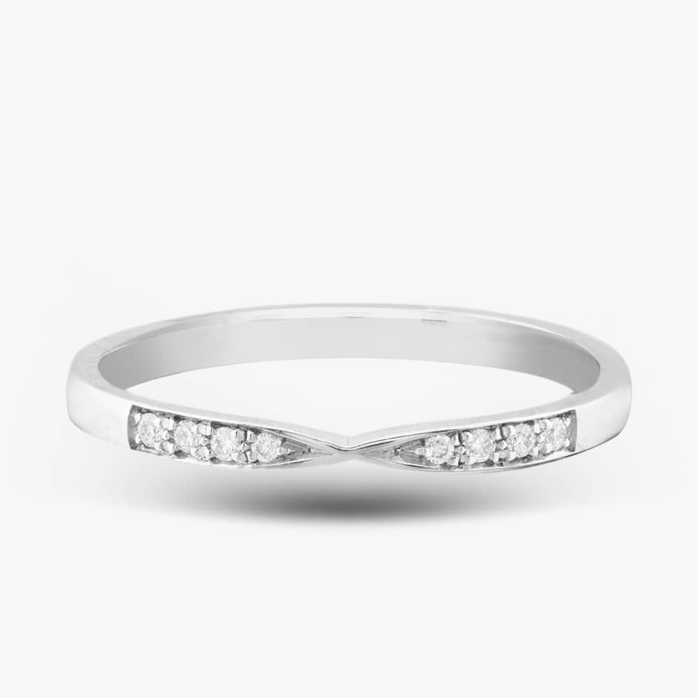 Brown & Newirth 9ct White Gold Brilliant Cut Diamond Twist Wedding Ring STF24 9W LDS